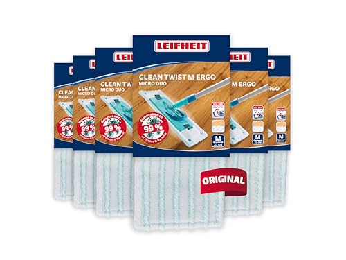 Leifheit Wischbezug CLEAN Twist M Ergo/Power CLEAN M Micro Duo 6er Set, Bodenwischer Ersatzbezug für Fliesen und Laminat, Mikrofaser Bezug Leifheit Wischbezug CLEAN Twist M Ergo/Power CLEAN M Micro Duo 6er Set, Bodenwischer Ersatzbezug für Fliesen und Laminat, Mikrofaser Bezug von Leifheit