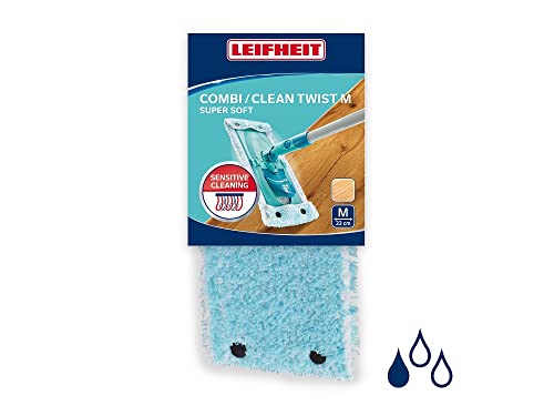 Leifheit Wischbezug Clean Twist M super soft für sensible Böden, Bodenwischer Ersatzbezug mit Spezialfasern, Wischer Ersatzbezug für minimale Wasseraufnahme, ideal für Parkett, Laminat und Kork von Leifheit