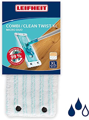 Leifheit Wischbezug Clean Twist XL micro duo, für alle Bodenarten, Bodenwischer Ersatzbezug für ideale Schmutzaufnahme dank 2-Faser-System, Mikrofaser Wischbezug ideal für Fliesen und Laminat von Leifheit