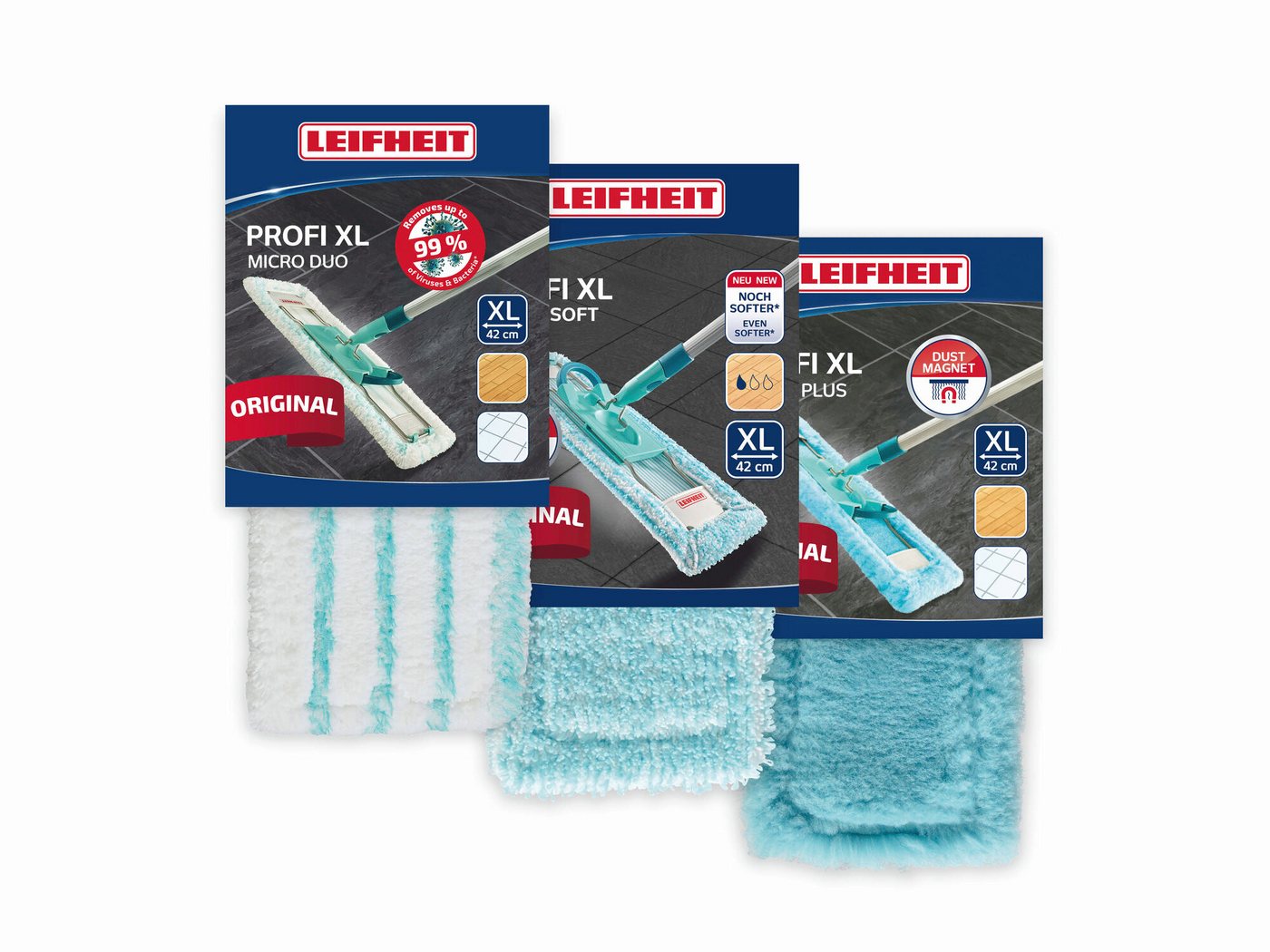 Leifheit 3er Set Wischbezug Profi XL Wischbezug (Kunstfaser,Mikrofaser, 16.0x48.0 cm, 3-tlg., Waschbare Bezüge, Wischbreite 42cm, für fast alle Böden) Leifheit 3er Set Wischbezug Profi XL Wischbezug (Kunstfaser,Mikrofaser, 16.0x48.0 cm, 3-tlg., Waschbare Bezüge, Wischbreite 42cm, für fast alle Böden) von Leifheit