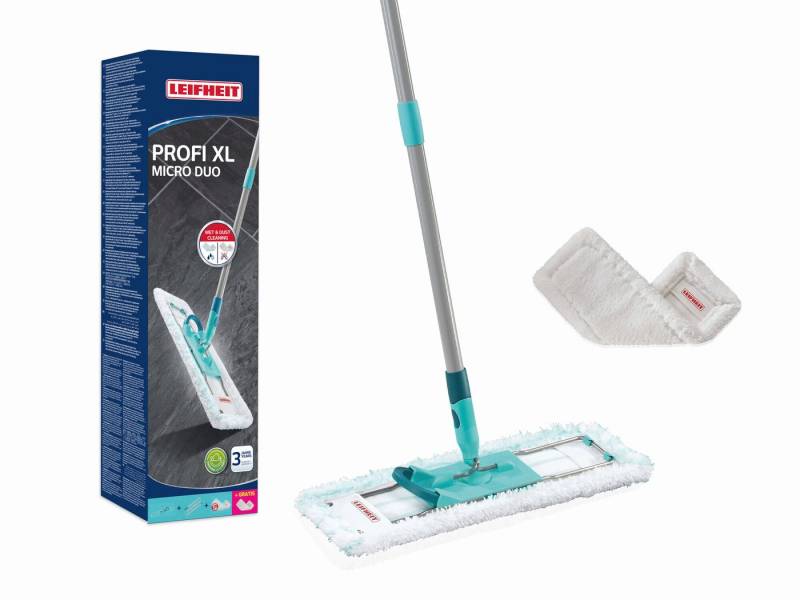 Leifheit Wischmopp Bodenwischer Profi XL micro duo + SUPERDUSTER XL (kompakte Box), Für Böden & Leisten, starke Reinigung, wiederverwendbar von Leifheit
