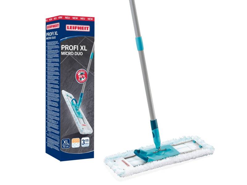 Leifheit Wischmopp Bodenwischer Profi XL micro duo, Waschbar bei 60°C, Wischbreite 42cm, Arbeitshöhe 146cm, Microfaser von Leifheit