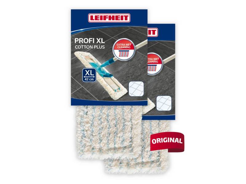 Leifheit Bundle Wischbezug Profi XL cotton plus (2er Set) Wischbezug (Kunstfaser,Baumwolle, 16.0x48.0 cm, 2-tlg., Waschbar bei 60°C, Wischbreite 42cm, für Steinböden und Fliesen) von Leifheit