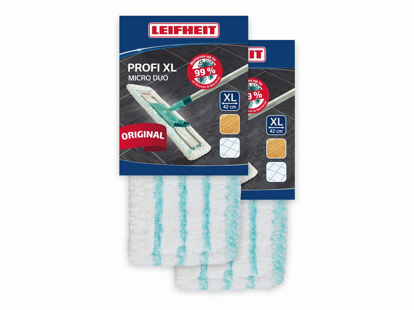 Leifheit Bundle Wischbezug Profi XL micro duo (2er Set) Wischbezug (Mikrofaser, 16.0x48.0 cm, 2-tlg., Waschbar bei 60°C, Wischbreite 42cm, für alle glatten Böden) von Leifheit