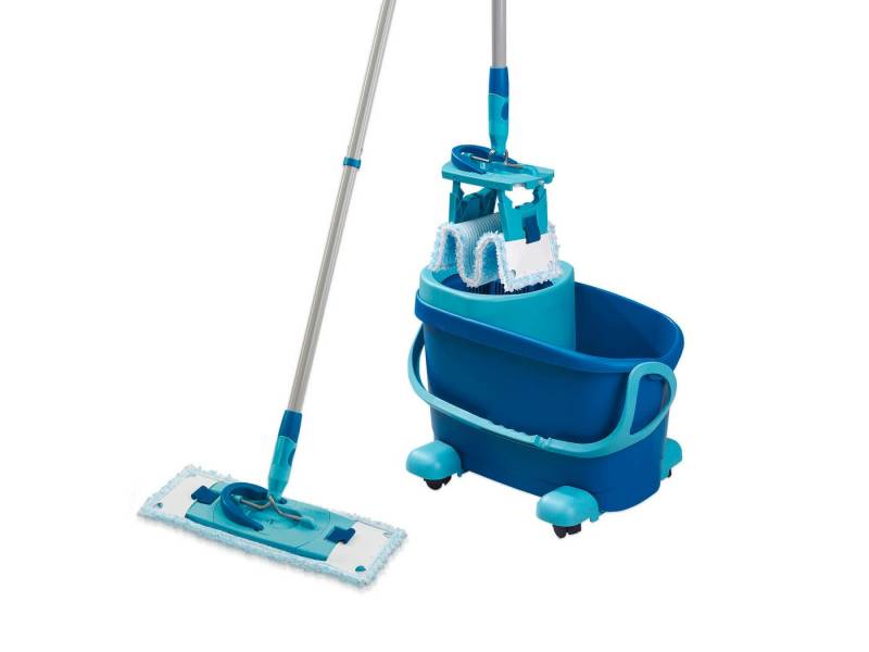 Leifheit Wischmopp Set CLEAN TWIST M Ergo Mobile, Drill-Stiel-Mechanik, längenverstellbar (110-140cm), mit Rollen von Leifheit