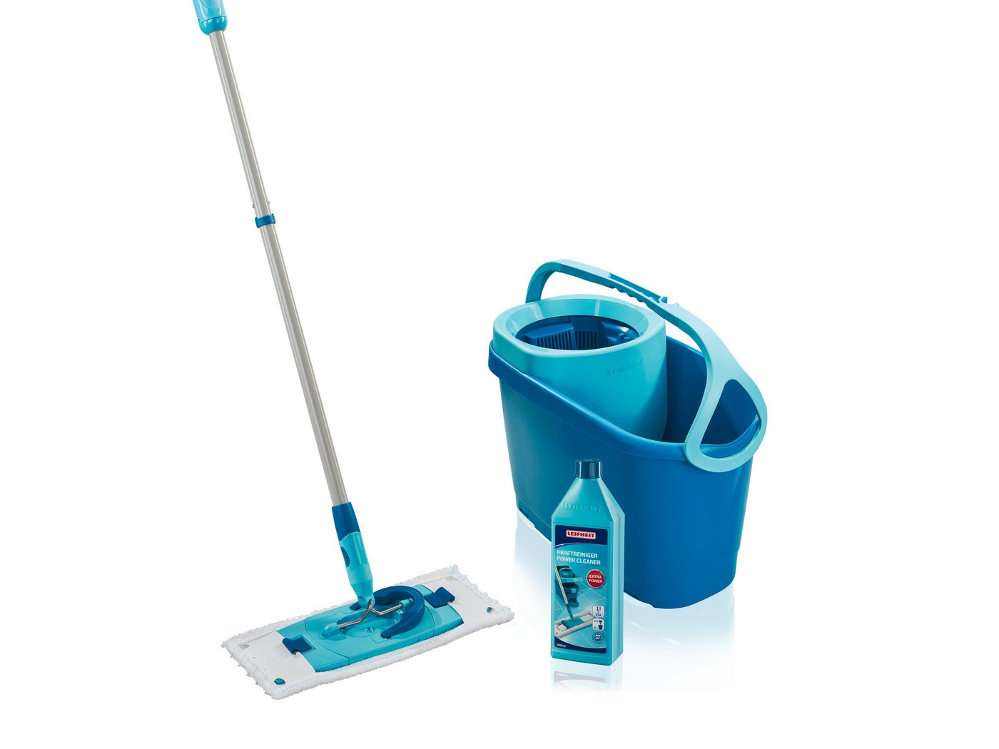 Leifheit Wischmopp Set CLEAN TWIST M Ergo micro duo + Kraftreiniger, Drill-Stiel-Mechanik, 360° Kardangelenk, längenverstellbar (110-140cm) Leifheit Wischmopp Set CLEAN TWIST M Ergo micro duo + Kraftreiniger, Drill-Stiel-Mechanik, 360° Kardangelenk, längenverstellbar (110-140cm) von Leifheit