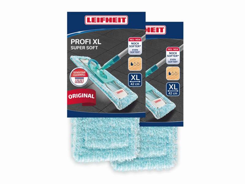 Leifheit Wischbezug Profi XL super soft 2er Set Wischbezug (Kunstfaser, 16.0x48.0 cm, 2-tlg., Waschbar bei 60°C, Wischbreite 42cm, für Parkett/Laminat/Kork) von Leifheit