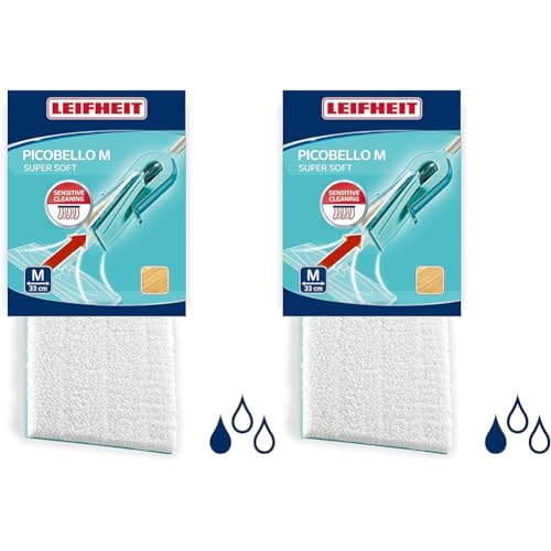 Leifheit Wischpad Picobello M super soft für hochempfindliche Böden, Leifheit Wischbezug mit spezieller Faserzusammensetzung, 33 cm breiter Wischbezug (Packung mit 2) von Leifheit