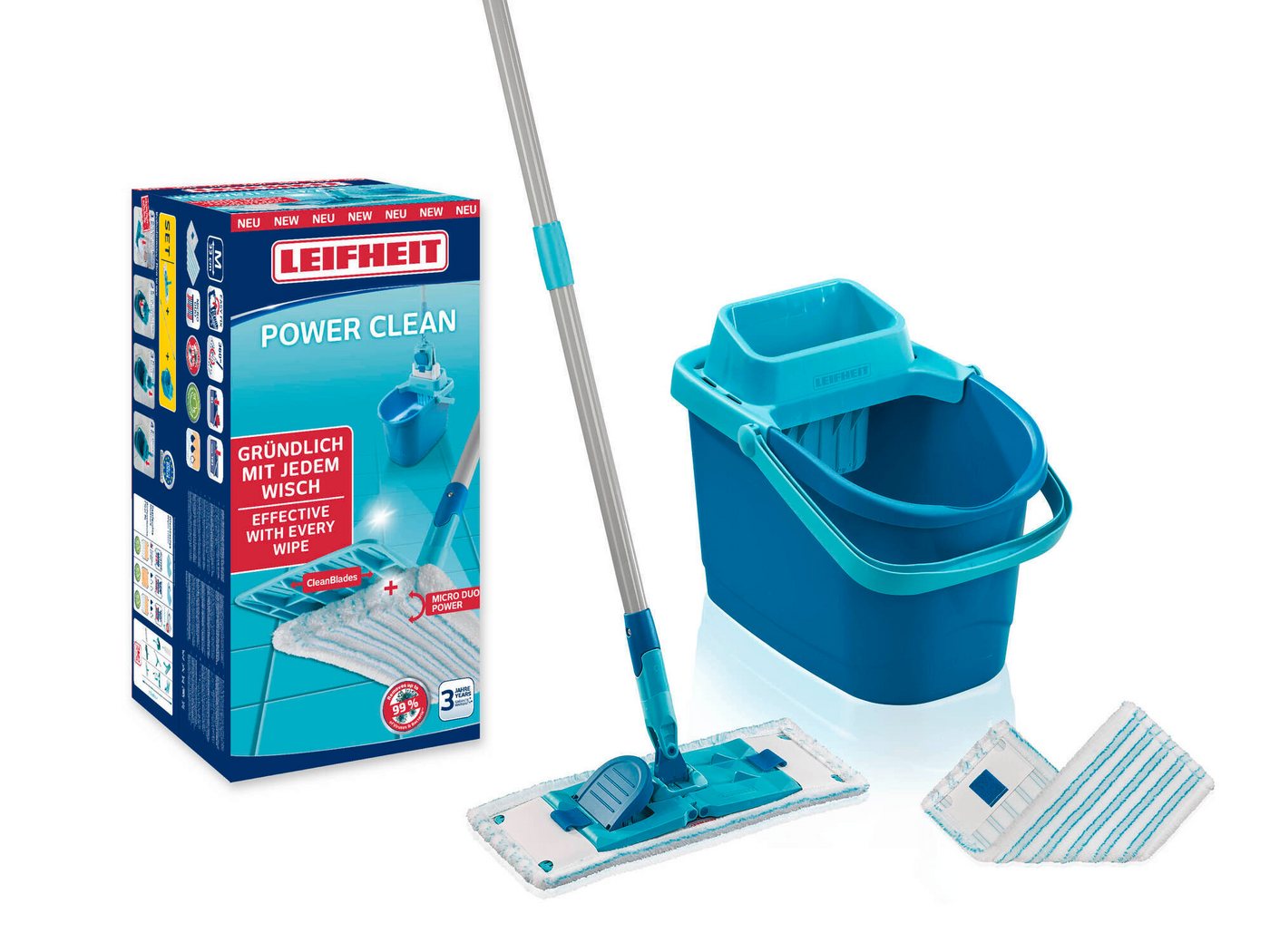 Leifheit Wischmopp Set POWER CLEAN mit 2x Ersatzbezug micro duo, Waschbar bei 60°C, Wischbreite 33cm, 360° Gelenk, Arbeitshöhe 148cm Leifheit Wischmopp Set POWER CLEAN mit 2x Ersatzbezug micro duo, Waschbar bei 60°C, Wischbreite 33cm, 360° Gelenk, Arbeitshöhe 148cm von Leifheit