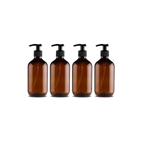 Leikance leere Duschgel-Flaschen, 300 ml, nachfüllbare Pumpflaschen für Lotionen und Shampoos, 4 Stück, braun, 6.4*16.5cm, von Leikance