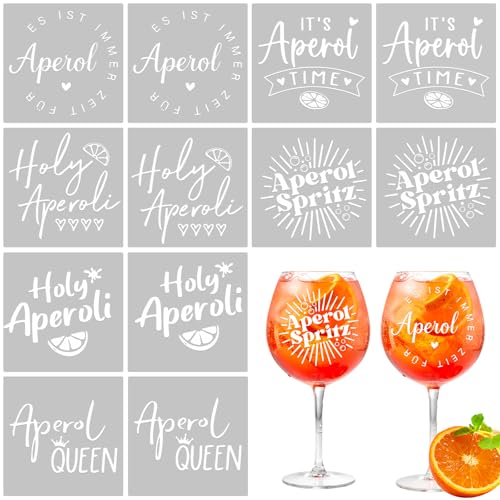 12 Stück Aperol Glas Aufkleber – Rub On Transferfolie mit Sprüchen für Gläser & Tassen, Holy Aperoli Deko, Geschenk für Aperolliebhaber Aperoliker Sommer von Leikedun