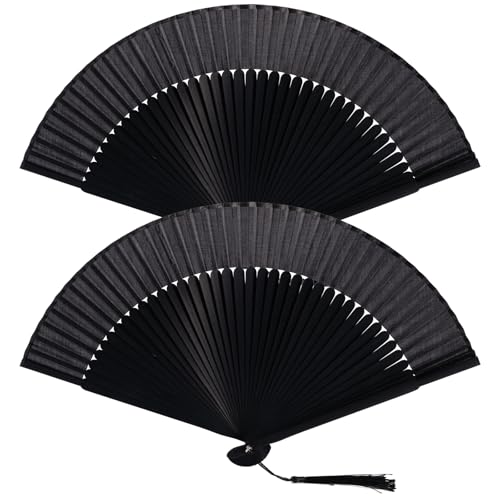 2 Stück Handfächer Faltbare Fächer Schwarz Chinesische Fächer Bambus Holz Stofffächer Taschenfächer Faltfächer für Sommer Hochzeite Bevorzugung Aufführung Tanz Dekoration 2 Stück Handfächer Faltbare Fächer Schwarz Chinesische Fächer Bambus Holz Stofffächer Taschenfächer Faltfächer für Sommer Hochzeite Bevorzugung Aufführung Tanz Dekoration von Leikedun