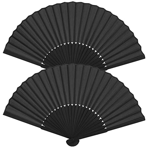 Leikedun 2 Stück Handfächer Faltbare Fächer, Klein Handfächer aus Stoff für eine Abkühlung im Sommer, Chinesische Fächer Taschenfächer Klappfächer für Hochzeite Bevorzugung Aufführung Tanz Dekoration von Leikedun