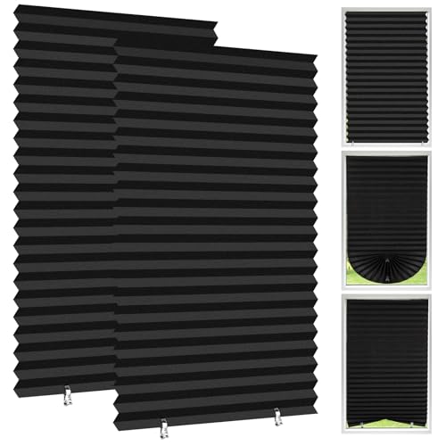 Temporäre Verdunkelungsrollos, 2 Stück, 150 x 60 cm, ohne Bohren, zum Aufkleben, für Fenster, temporäre Jalousien für Fenster mit 4 Clips für Schlafzimmer, Küche, Badezimmer, Fenster Temporäre Verdunkelungsrollos, 2 Stück, 150 x 60 cm, ohne Bohren, zum Aufkleben, für Fenster, temporäre Jalousien für Fenster mit 4 Clips für Schlafzimmer, Küche, Badezimmer, Fenster von Leikedun