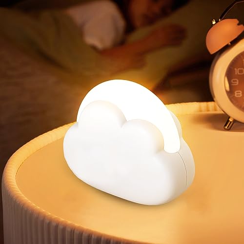 1 Stück LED Nachtlicht Kinder, Tragbar Wolke Nachtlicht Dimmbar USB Aufladbar Nachtlicht Stilllicht Baby für Schlafzimmer, Kinderzimmer, Babyzimmer, Geschenke für Frau, Mädchen, Freunde(Weiß) von Leikurvo