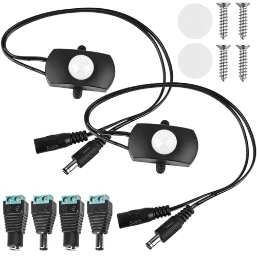 2 Stück DC 5-24 V Mini PIR Bewegungssensor Schalter, PIR Infrarot Bewegungsmelder Sensor-Detektor USB-Schnittstelle Sensor Switch für LED-Streifenlicht(Schwarz) von Leikurvo