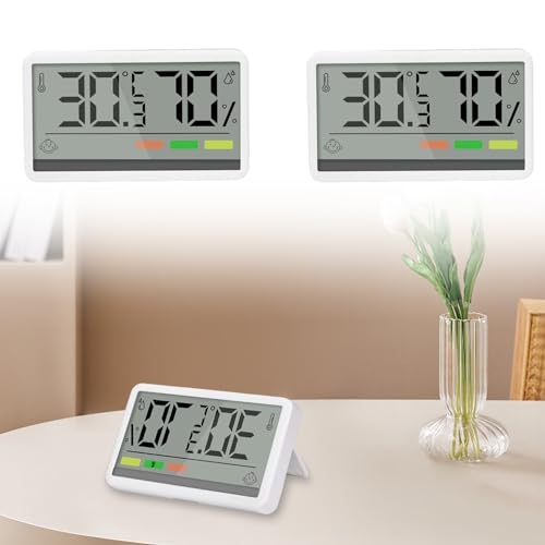 2 Stück Digitales Thermometer Hygrometer Innen, LCD Thermometer, Raumthermometer Luftfeuchtigkeitsmessgerät, ℃/℉ Umschaltbar, Temperatur und Luftfeuchtigkeitsmesser für Wohnzimmer, Babyraum (Weiß) von Leikurvo