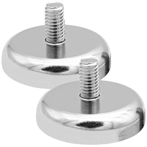 Leikurvo 2 x Neodym Magnete Ø 48mm mit M8 Gewinde, 85kg Haftkraft, Runde Silber Magnete mit Gewinde von Leikurvo