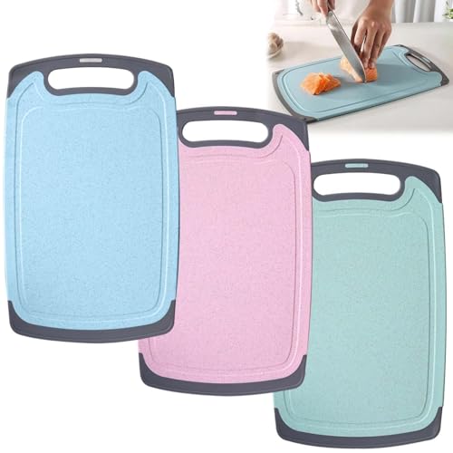 3 Stk Schneidebrett Set, Schneidebretts Rutschfest Spülmaschinenfest, Küchenbrett Cutting Board Camping Schneidebrett Kunststoff Antibakteriell Chopping Board mit Aufhängeloch Wiederverwendbar 3 Stk Schneidebrett Set, Schneidebretts Rutschfest Spülmaschinenfest, Küchenbrett Cutting Board Camping Schneidebrett Kunststoff Antibakteriell Chopping Board mit Aufhängeloch Wiederverwendbar von Leikurvo