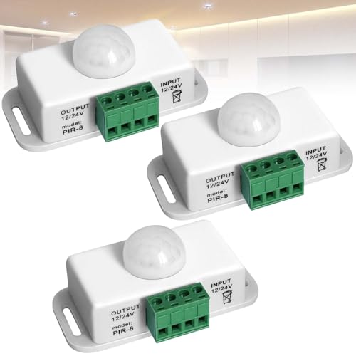 3 Stück Koerper Infrarot PIR Sensor: DC 12V 24V Infrarot Sensor Schalter Automatik, Bewegungsm Aussen Bewegungsmelder Schalter für LED Streifen/Leuchtmittel, weiß 3 Stück Koerper Infrarot PIR Sensor: DC 12V 24V Infrarot Sensor Schalter Automatik, Bewegungsm Aussen Bewegungsmelder Schalter für LED Streifen/Leuchtmittel, weiß von Leikurvo