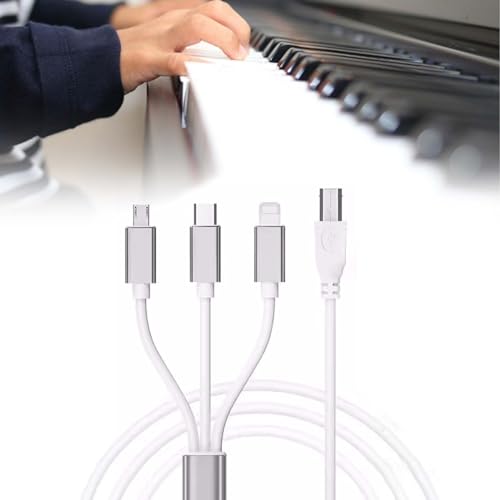 3 in1 USB C auf USB B Midi-Kabel, 1m USB OTG Kabel Typ C auf USB B Druckerkabel für Iphone, IOS, Midi-Controller Audio Interface Midi-Tastatur Elektronischem Musikinstrument Midi-Keyboard(Weiß) von Leikurvo