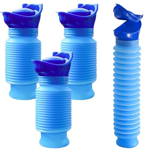 4 Stück Schrumpfbares Urinal, 750ml Männliche Frau Tragbare Urinflasche Mobile Toilette Urinflaschen Töpfchen Notfall-Urinal Pissoir Faltbar Urinal Persönliche Unterwegs für Camping Auto Stau Reisen von Leikurvo