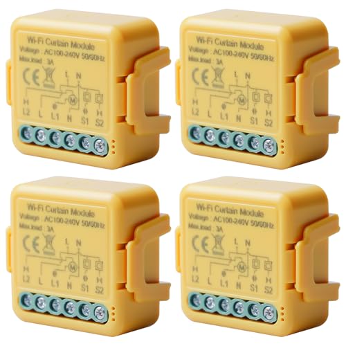 4 Stücke WiFi-Smart-Rollladenschaltermodul, Tuya WiFi Rolladenschalter Modul, 2.4GHz Alexa Smart Rolladensteuerung, APP Steuerung Zeitschaltuhr für Rolladenmotor, funktioniert mit Alexa/Google Home 4 Stücke WiFi-Smart-Rollladenschaltermodul, Tuya WiFi Rolladenschalter Modul, 2.4GHz Alexa Smart Rolladensteuerung, APP Steuerung Zeitschaltuhr für Rolladenmotor, funktioniert mit Alexa/Google Home von Leikurvo