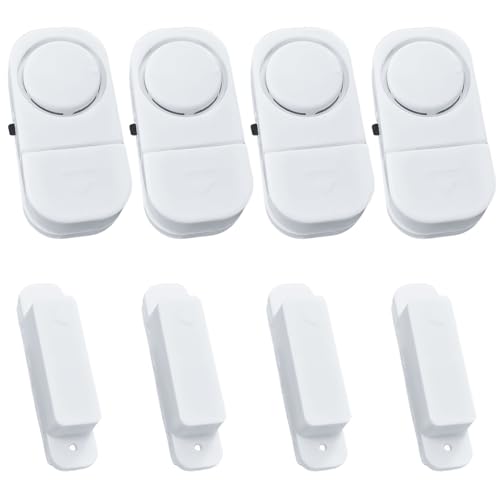 4pcs Fensteralarm Türalarm: Drahtloser Türsensor mit Schnellem Lautem 90dB Fenstersensor Magnetsensor Fenstertürsensor Alarm mit Batterien, Mini Einbruchschutz Alarmanlage für Haus Speichern von Leikurvo