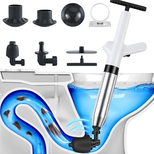 Abflussreiniger Pumpe, Hochdruck Rohrreiniger Druckluft Toiletten Pömpel Pressluft Rohrreiniger Set mit 4 Austauschbaren Köpfen, Rohrreinigungspumpe Toilet Plunger für Toiletten Waschbecken Abfluss Abflussreiniger Pumpe, Hochdruck Rohrreiniger Druckluft Toiletten Pömpel Pressluft Rohrreiniger Set mit 4 Austauschbaren Köpfen, Rohrreinigungspumpe Toilet Plunger für Toiletten Waschbecken Abfluss von Leikurvo