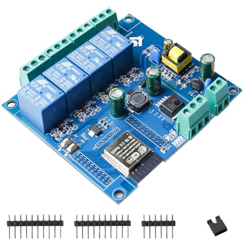 ESP 4-Kanal Relais Modul mit ESP-32 WiFi Bluetooth, DC5-30V/AC220V, Entwicklungsboard für DIY Smart Home & IoT Projekte, Einfache Programmierung mit Arduino IDE von Leikurvo