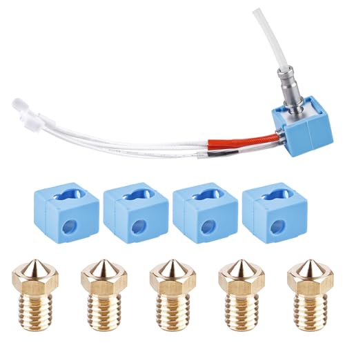 Hotend-Kit für 3D-Drucker, Extruder Hotend Kit 3D Drucker Düse Extruder Baugruppe 24V 40W, 4 x Silikonsocken und 5 x 0.4 mm Düsen für 3D-Drucker mit Kobra Filament, 3D Drucker Extruder Messing Düse von Leikurvo