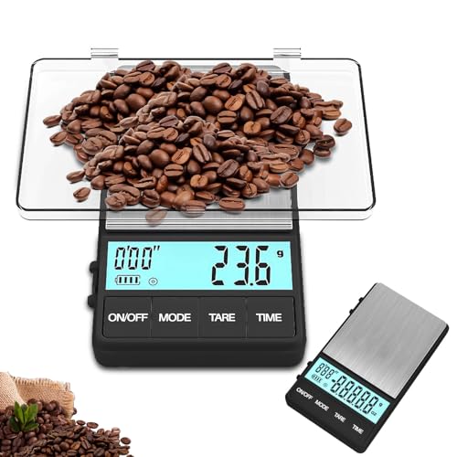 Kaffeewaage mit Timer, Digitale Küchenwaage 1000g/0,1g, Espresso Waage inkl. 2 Batterien, Coffee Scale mit LCD-Display, Barista Waage Digitale Feinwaage mit Tara Funktion von Leikurvo