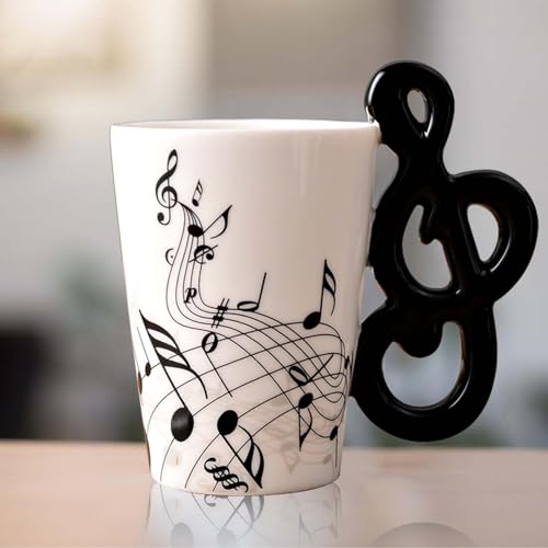 Keramik Kaffeetasse mit Notiz Henkel: 250ml Musik Note Bedruckt Teetasse Geschenk Tasse Keramiktasse Kaffeebecher Für Musiklieber Musik Geschenk von Leikurvo