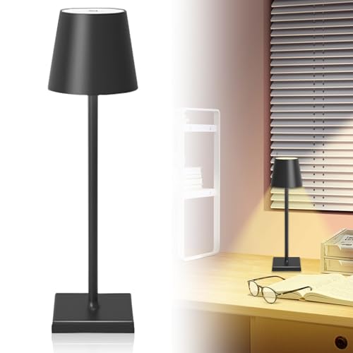 LED Tischlampe Akku: Touch Dimmbar Tischleuchte IP54 Wasserdicht Tischlampe, 3 Lichtmodi, Wiederaufladbar Tischlampe kabellos mit USB für Lesen, Arbeit, Schlafzimmer, Bars, Restaurants von Leikurvo