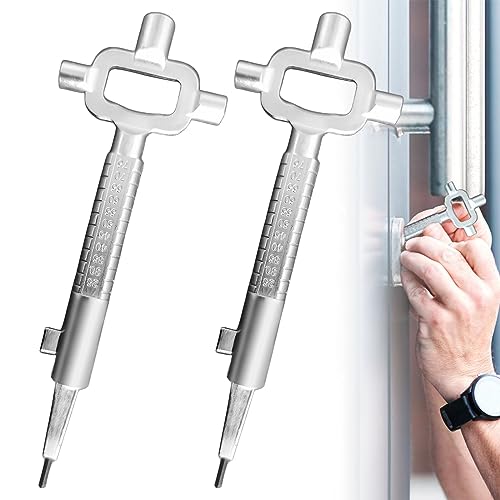 Leikurvo 2 Stück Universal Bauschlüssel, Zinklegierung Architektenschlüssel, Baustellenschlüssel mit Zylinder-Messlehre, Schaltschrankschlüssel Flaschenöffner Silber Leikurvo 2 Stück Universal Bauschlüssel, Zinklegierung Architektenschlüssel, Baustellenschlüssel mit Zylinder-Messlehre, Schaltschrankschlüssel Flaschenöffner Silber von Leikurvo