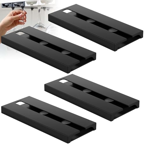 Leikurvo 4 Stück Weinglashalter, Weinglasregal Hängend, Stemware Racks Gläserhalter Weinglas Halterung für Bartheken, Küchen, Schrankeinsätze Stanzfrei Selbstklebend 25,3cm * 11cm (Schwarz) von Leikurvo