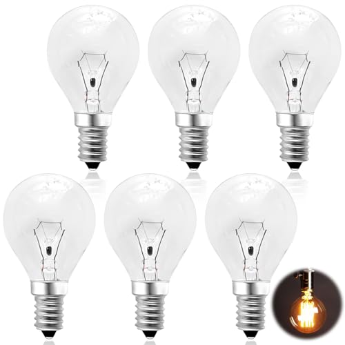 Leikurvo 6 x Backofenlampe 40W E14: Backofen Glühbirne Ofenlampe Kochbirne Tropfenlampe G45 230V beträgt bis zu 3000 K für Herde Backöfen Dunstabzugshauben Kühlschränke Mikrowellen Kompaktküchen von Leikurvo
