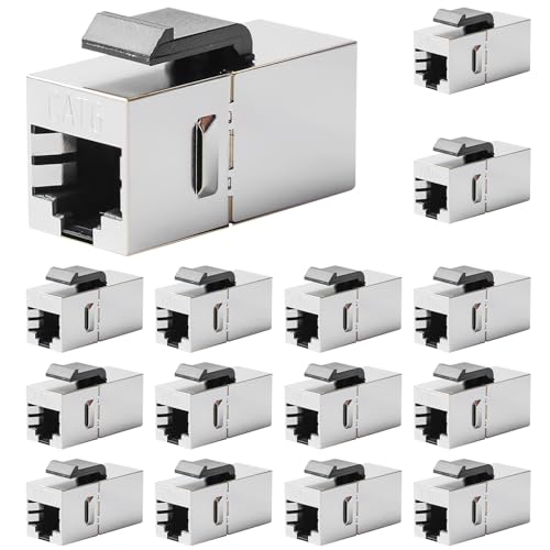 Leikurvo RJ45 Kupplung CAT6 Keystone Modul 15 Stück, 10 Gbit/s Koppler Modul Netzwerkkupplung Verbinder Geschirmt Keystone Jack, RJ45 Buchse Netzwerk für Verlängerung Ethernet Kabel Netzwerkkabel von Leikurvo