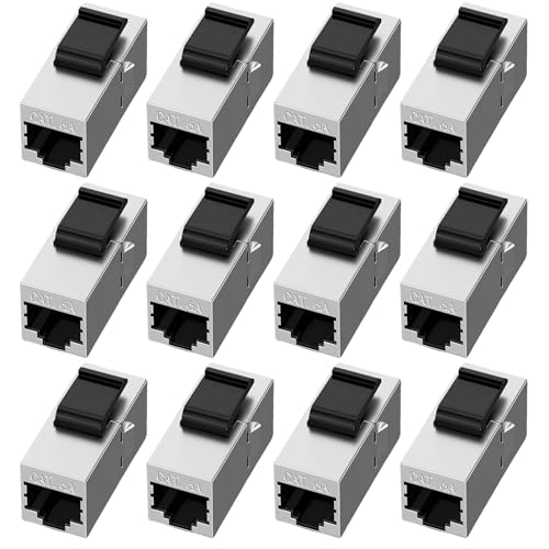 Leikurvo RJ45 Kupplung CAT6a Keystone Modul 12 Stück, 10 Gbit/s Koppler Modul Netzwerkkupplung Verbinder Geschirmt Keystone Jack, RJ45 Buchse Netzwerk für Verlängerung Ethernet Kabel Netzwerkkabel Leikurvo RJ45 Kupplung CAT6a Keystone Modul 12 Stück, 10 Gbit/s Koppler Modul Netzwerkkupplung Verbinder Geschirmt Keystone Jack, RJ45 Buchse Netzwerk für Verlängerung Ethernet Kabel Netzwerkkabel von Leikurvo