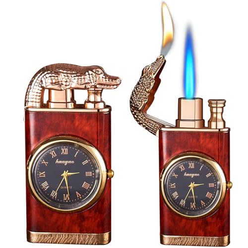 Leikurvo Magic Double Jet Flame Feuerzeug, 2 Stück Crocodile Lighter Sturmfeuerzeug Coole Feuerzeuge Windproof Dual Arc Lighter Refillable Gasfeuerzeug Geschenkidee Camping Adventure (ohne Gas) von Leikurvo
