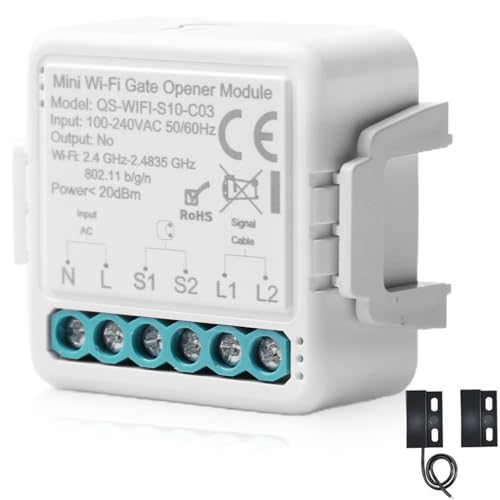 Smart WLAN Garagentoröffner mit Reed-Sensor, Garagentoröffner per Handy Kompatibel mit Alexa/Google Home/Tuya App/Smart Life, APP Steuerung, Timer, Sprachsteuerung mit Alexa Smart WLAN Garagentoröffner mit Reed-Sensor, Garagentoröffner per Handy Kompatibel mit Alexa/Google Home/Tuya App/Smart Life, APP Steuerung, Timer, Sprachsteuerung mit Alexa von Leikurvo