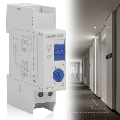 Treppenhausautomat 230V, Elektronisch Treppenhausautomat 16A 230V Treppenhauslichtschalter DIN-Schiene Installierbarer Treppenhausautomat Hutschiene 3- oder 4-Draht-Installation 1 Modul von Leikurvo