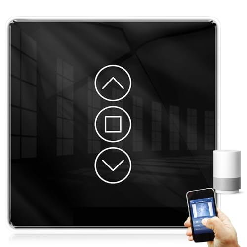 WLAN Rollladenschalter, Smart Rolladenschalter, 2.5D Rolladenschalter Smart Wlan Kompatibel mit Alexa, Yandex und Google Home, Zeitschaltuhr und Sprachsteuerung, Neutralleiter erforderlich, Schwarz von Leikurvo