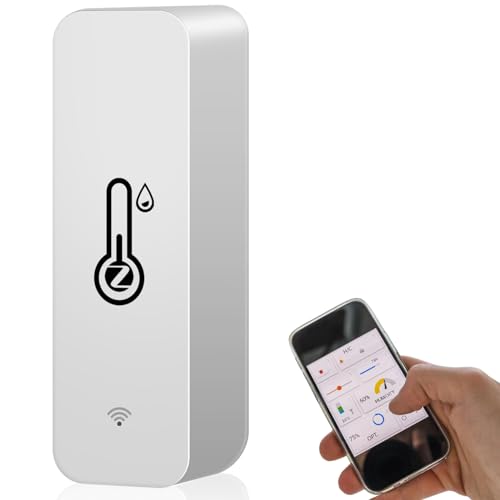 Zigbee Temperatursensor und Feuchtigkeitssensor, Tuya Smart Thermometer Hygrometer, Mini Innentemperatur und Feuchtigkeitssensor App Fernbedienung für Babyzimmer, Gewächshauszubehör, Garage Zigbee Temperatursensor und Feuchtigkeitssensor, Tuya Smart Thermometer Hygrometer, Mini Innentemperatur und Feuchtigkeitssensor App Fernbedienung für Babyzimmer, Gewächshauszubehör, Garage von Leikurvo
