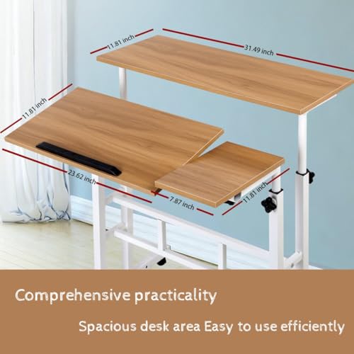 Leilaohu Höhenverstellbar Computertisch Laptoptisch Mit Rollen,Mobiler Schreibtisch PC Tisch Notebooktisch Laptopständer Für Zuhause Und Büro a von Leilaohu