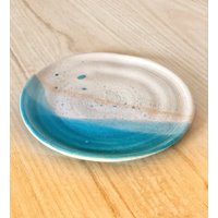 Handgemachter Dessertteller Aus Keramik | Ton Blau Steingut Unikat Teller von LeilartShop