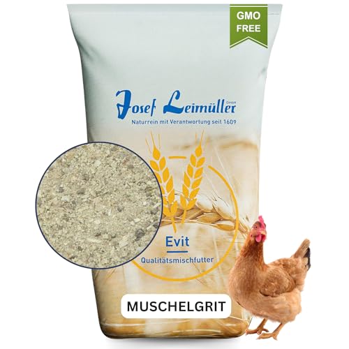 Leimüller Mineral Grit Mix 1kg - Wertvolles Futterkalk Mineralfutter für hohe Eierschalenqualität - Enthält Muschelgrit & Calcium - 100% gentechnikfrei - Für Hühner & Küken von Leimüller