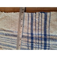 Antike Handgewebte, Sehr Lange | 132 cm, Leinentücher Mit Blauen Randstreifen von LeinenfrauMaKe
