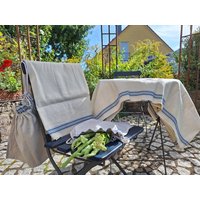 Orginal Vintage Rolltuch Mit Blauen Randstreifen, Ddr von LeinenfrauMaKe