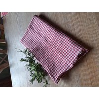 Uraltes Bauern Leinen Kissen Kariert von LeinenfrauMaKe